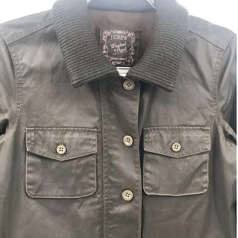 J. Crew Brown Washed & Aged Utility Jacket Womens S